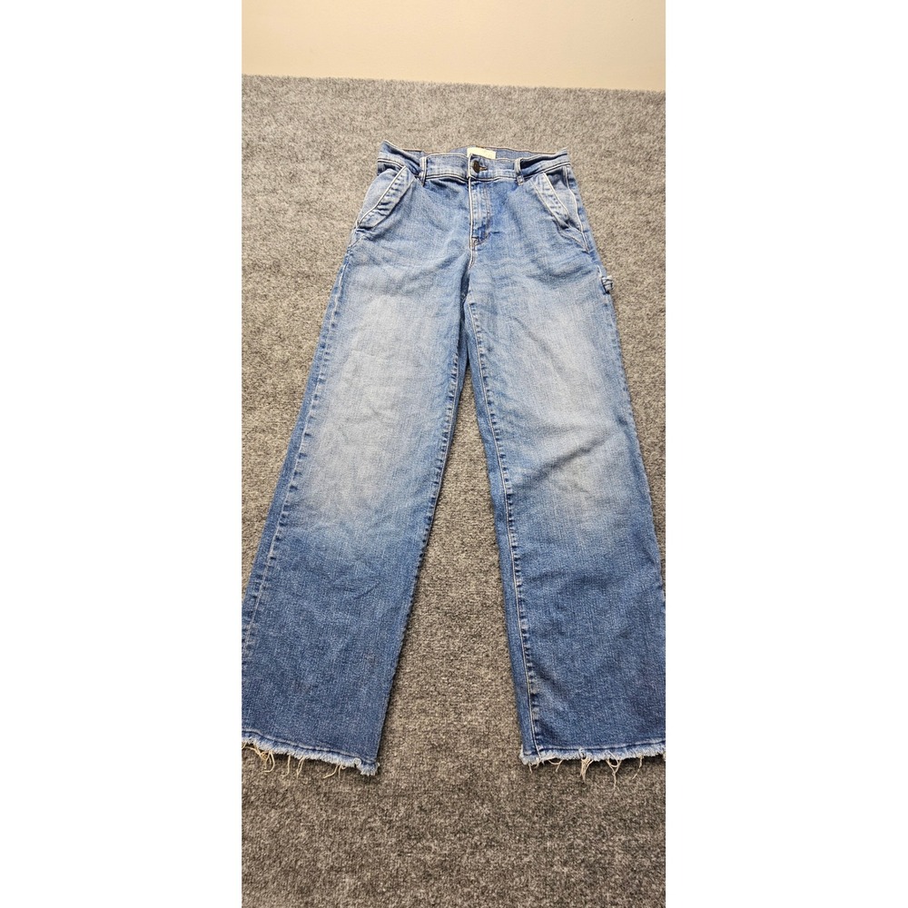Current Elliott C/E Wide Leg Carpenter Jeans Blue Raw Hem 27